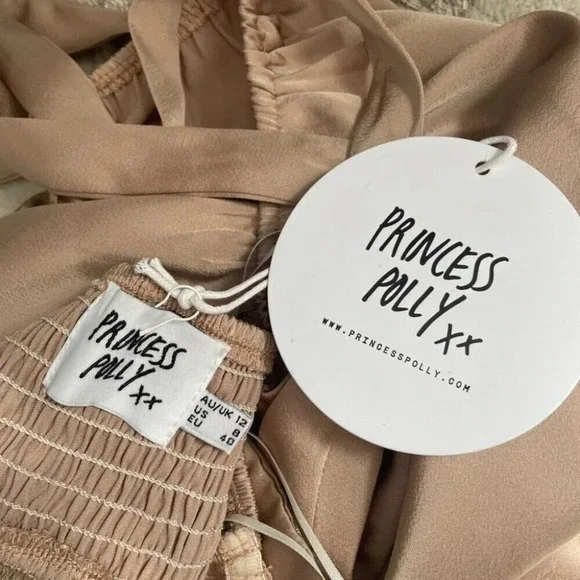 Princess Polly Candice Satin Effect Romper NWT Brown Size 8 - Picture 6 of 7